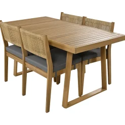 Walker Edison | Outdoor Acacia Wood Dining Table and Chair Set
