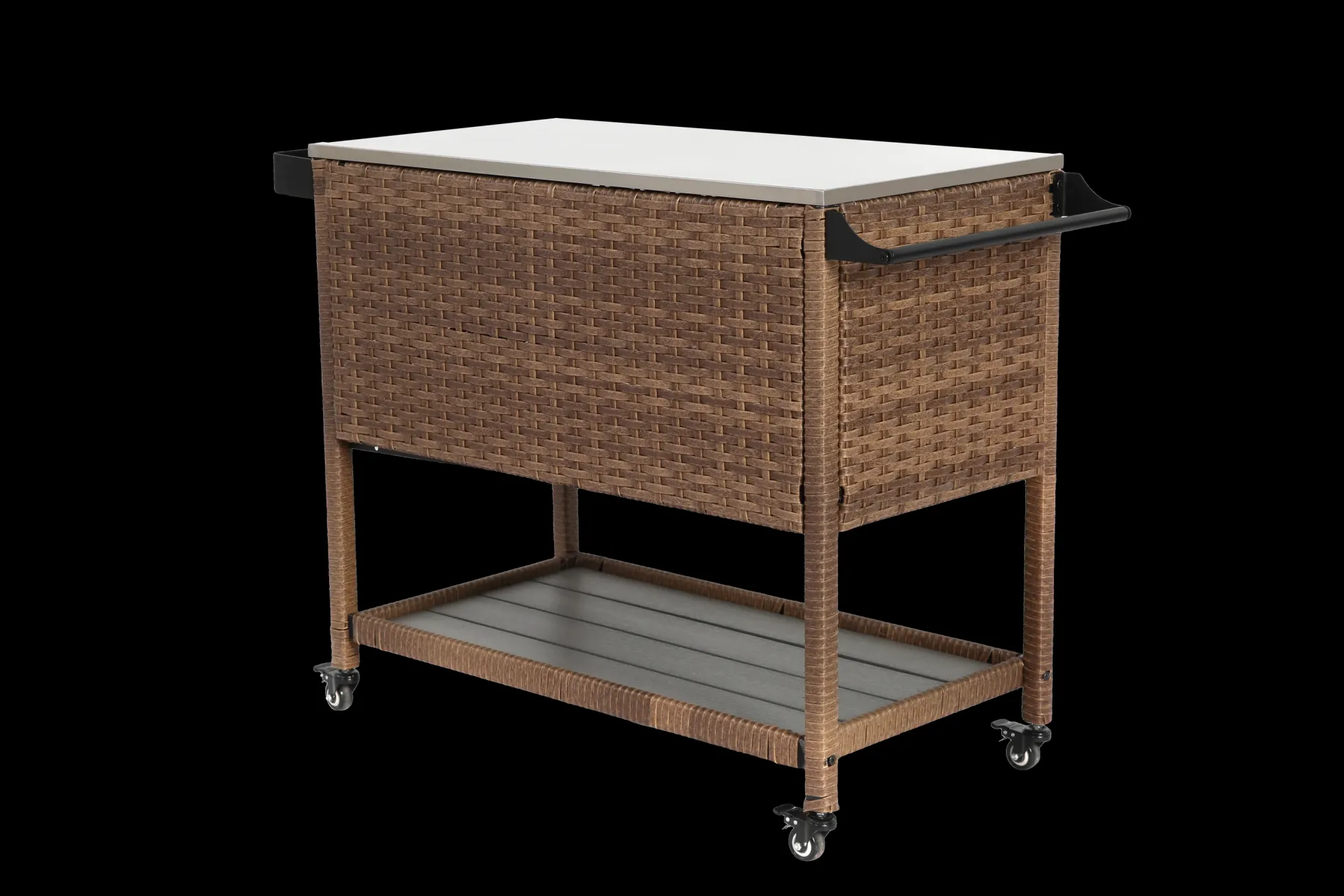 Walker Edison | Outdoor Brown Wicker Bar Cart