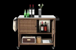Walker Edison | Outdoor Brown Wicker Bar Cart