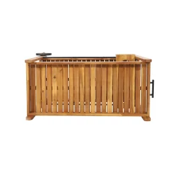 Walker Edison | Outdoor Patio Wood Bar Cart for Storage