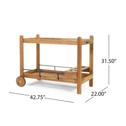 Walker Edison | Outdoor Patio Wood Bar Cart for Storage