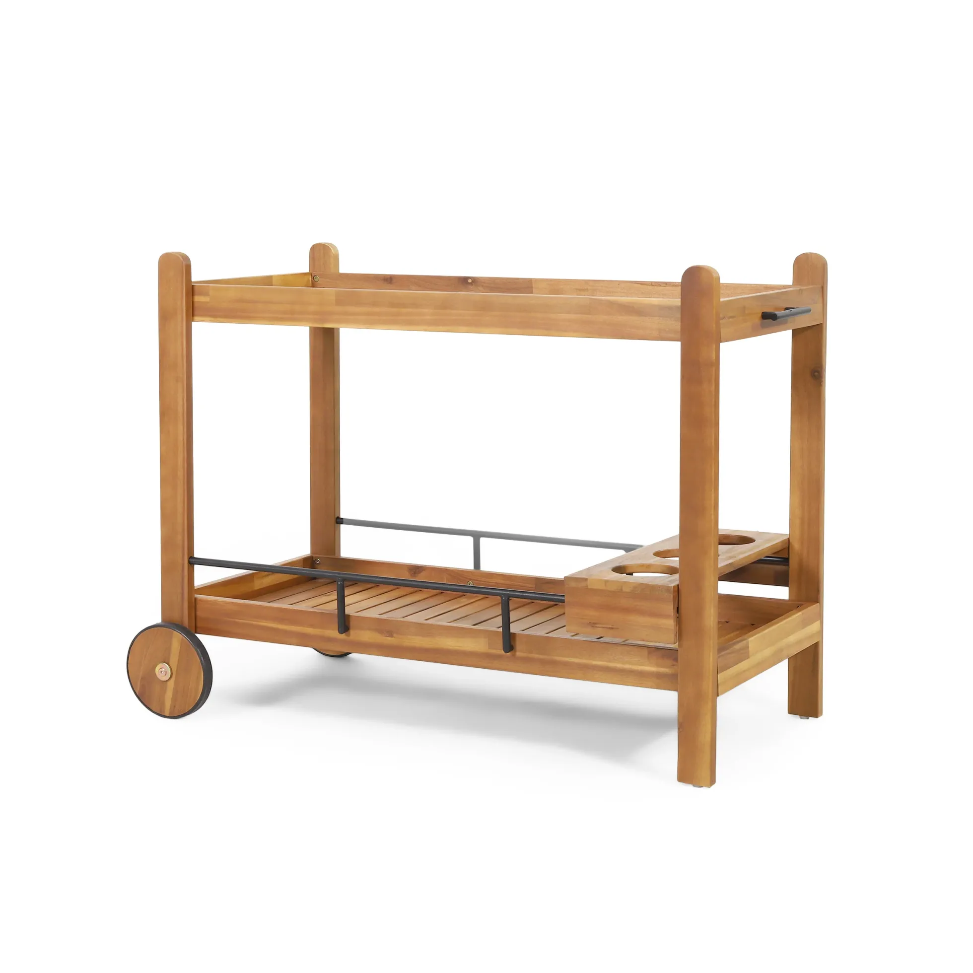 Walker Edison | Outdoor Patio Wood Bar Cart for Storage