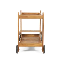 Walker Edison | Outdoor Patio Wood Bar Cart for Storage