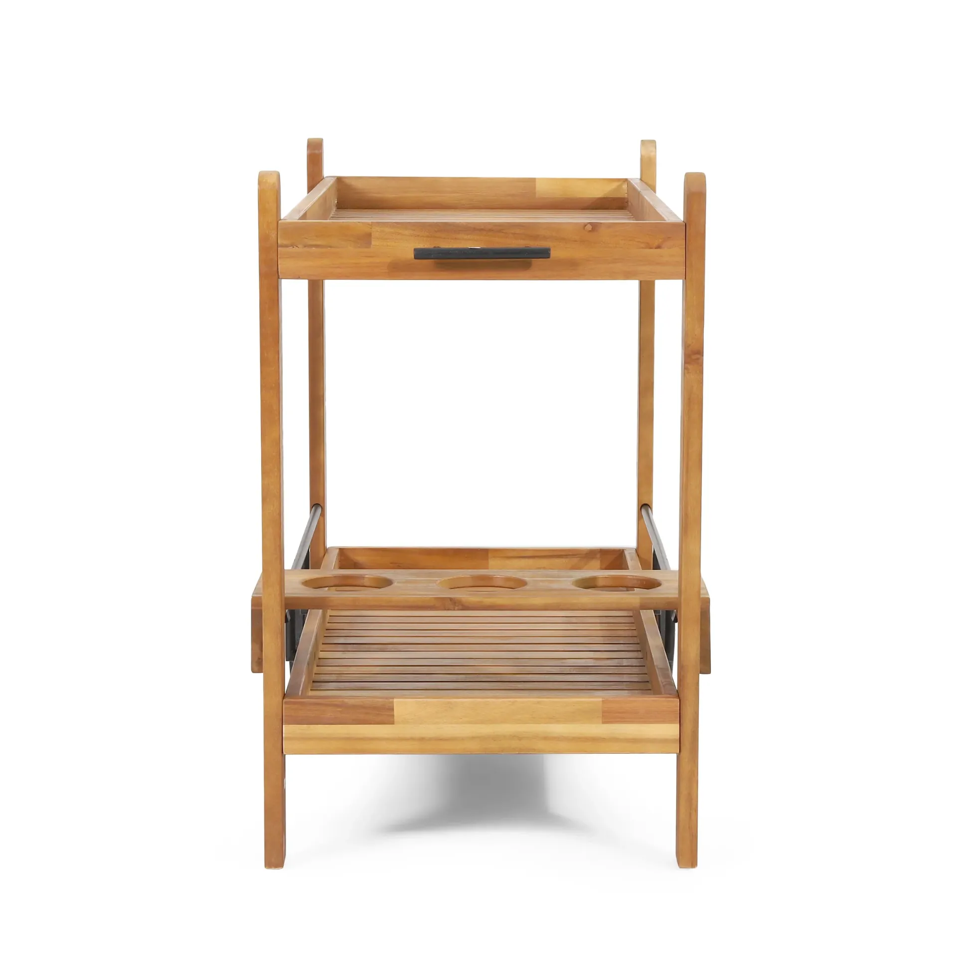 Walker Edison | Outdoor Patio Wood Bar Cart for Storage