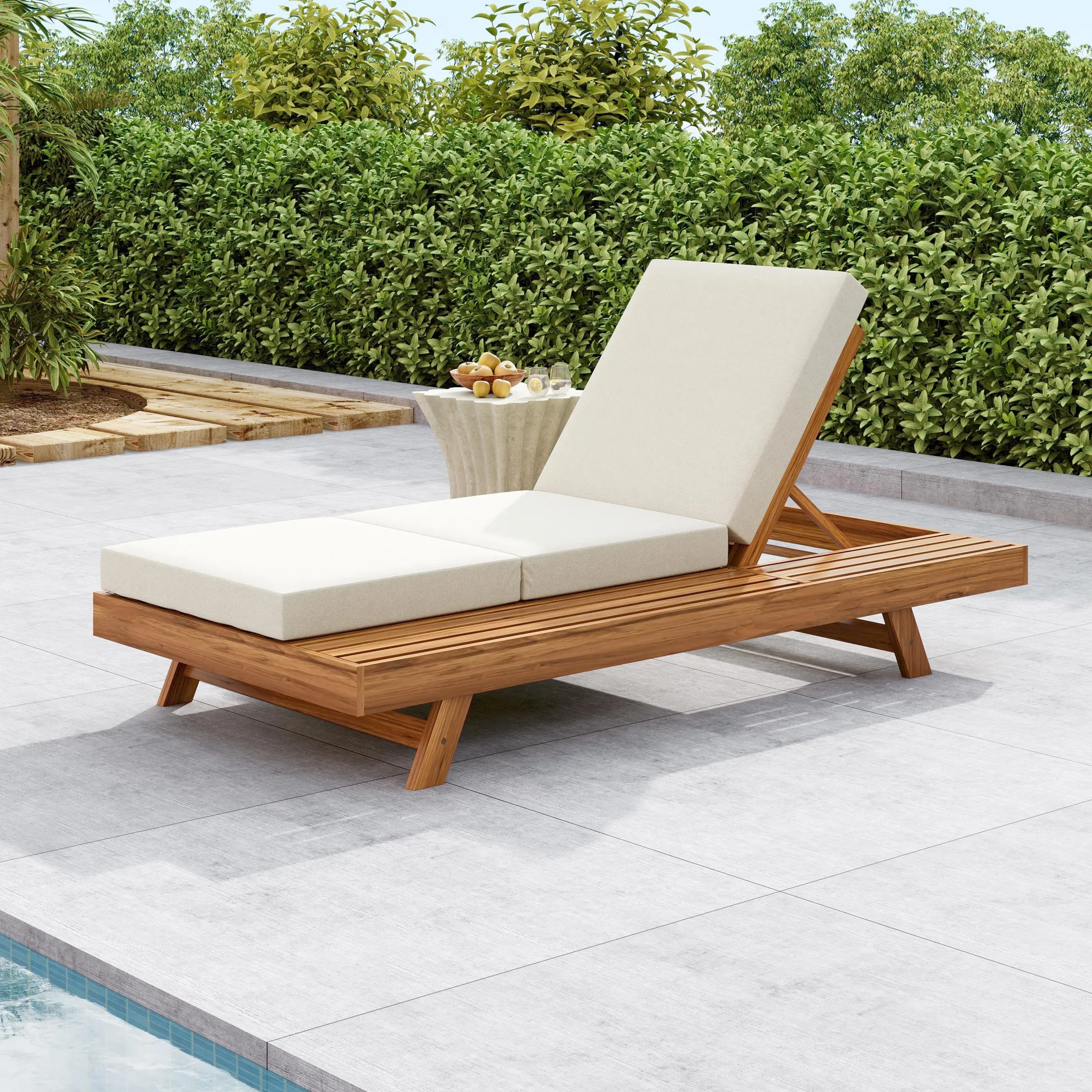Walker Edison | Outdoor Patio Lounge Chaise Chair