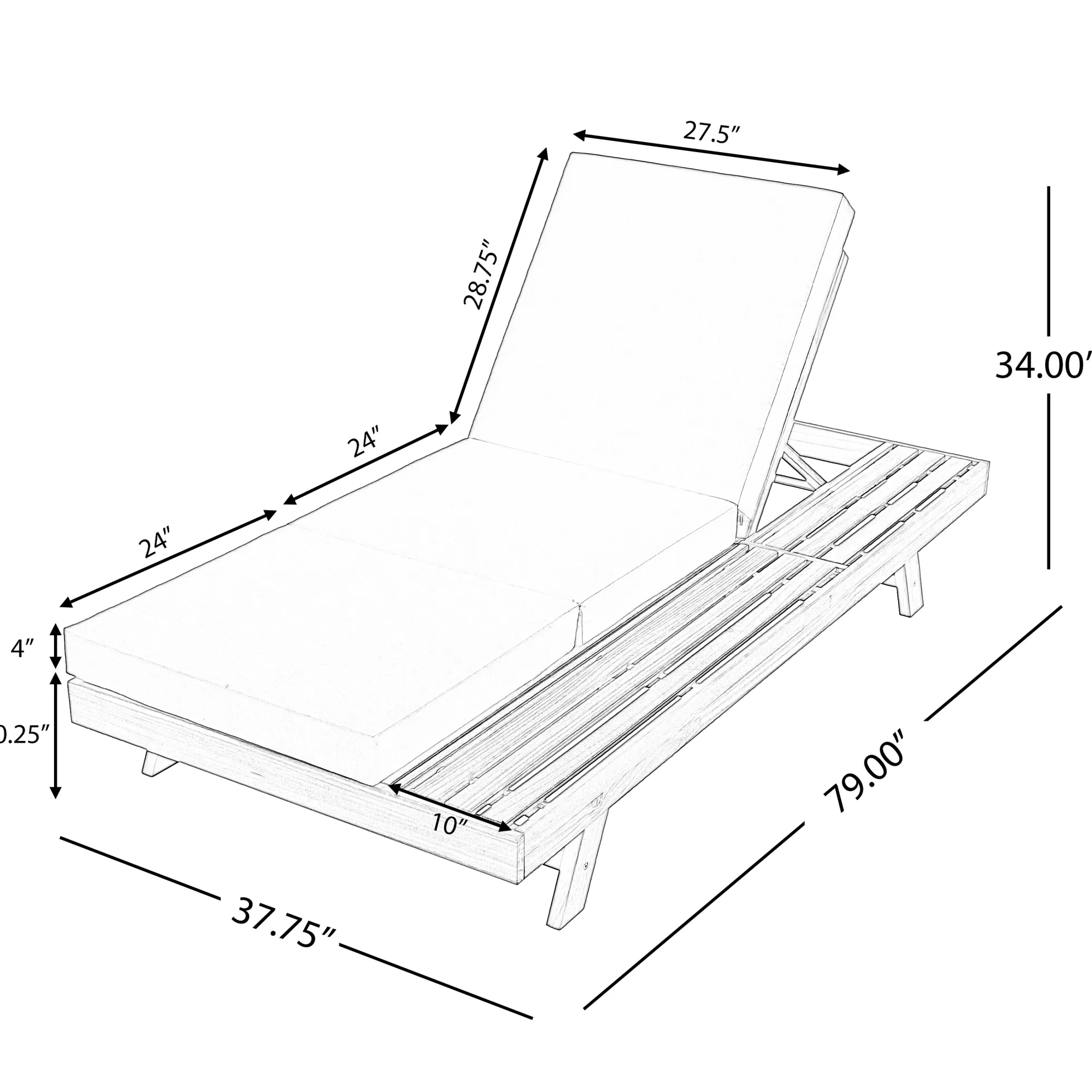Walker Edison | Outdoor Patio Lounge Chaise Chair