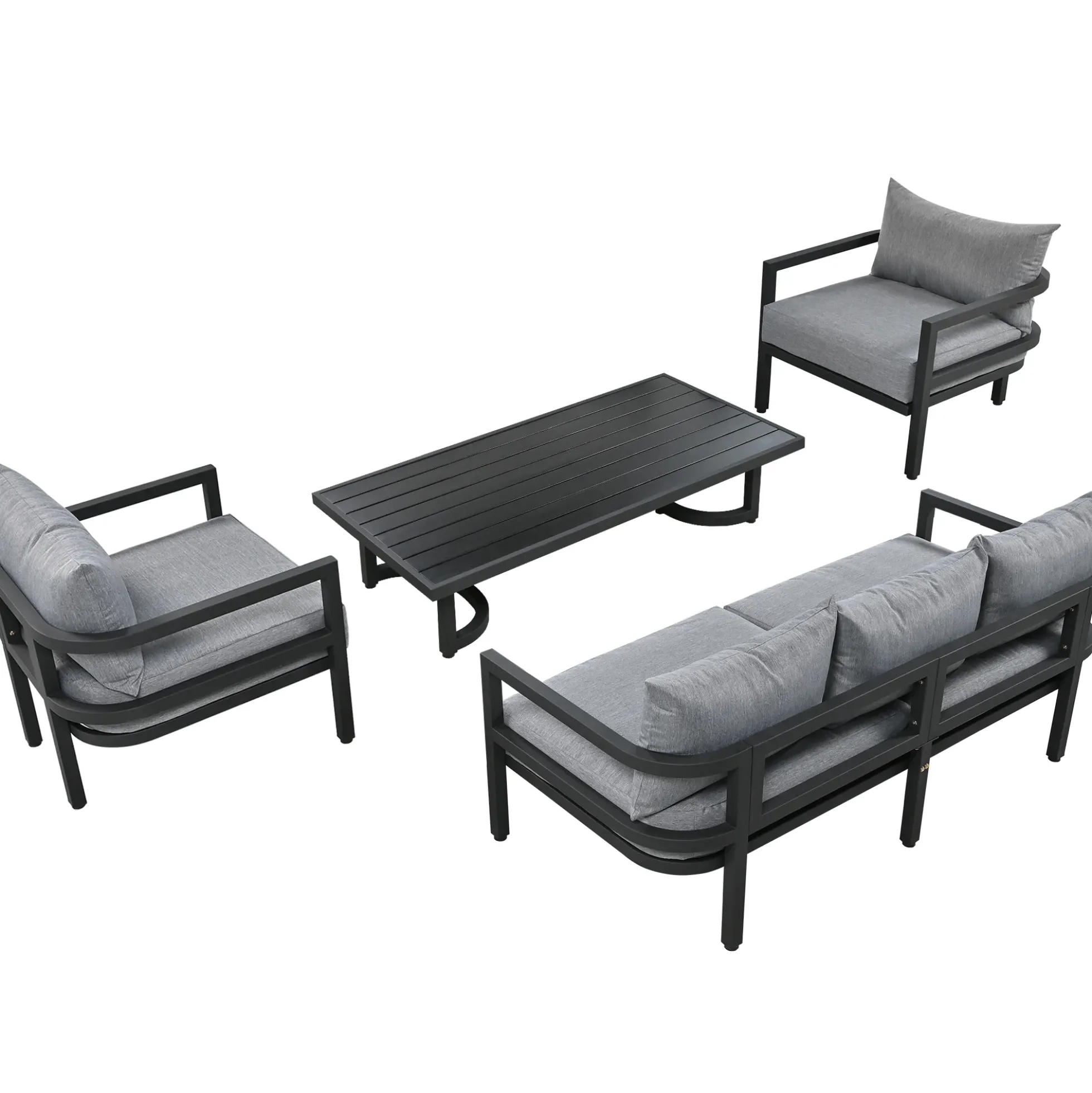 Walker Edison | Outdoor Patio Steel 4 Piece Sofa Set
