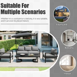 Walker Edison | Outdoor Patio Steel 4 Piece Sofa Set