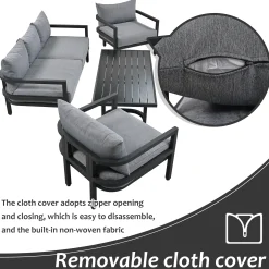 Walker Edison | Outdoor Patio Steel 4 Piece Sofa Set