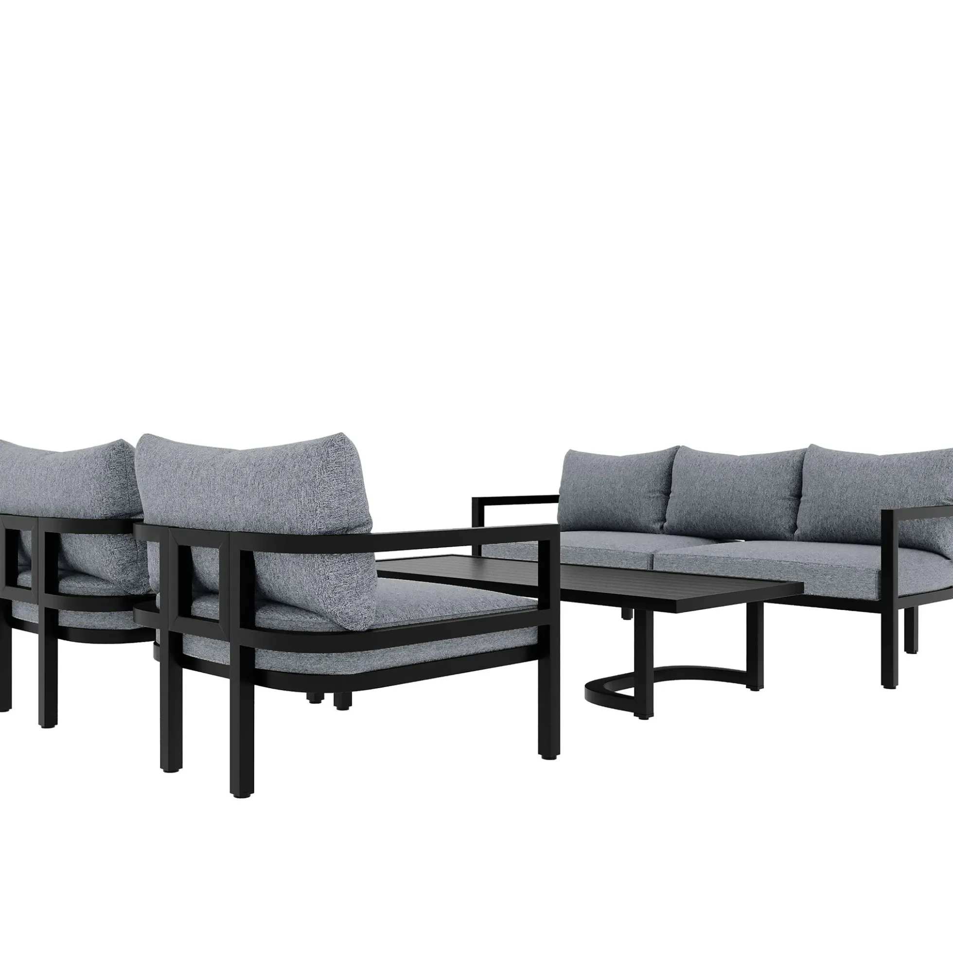 Walker Edison | Outdoor Patio Steel 4 Piece Sofa Set