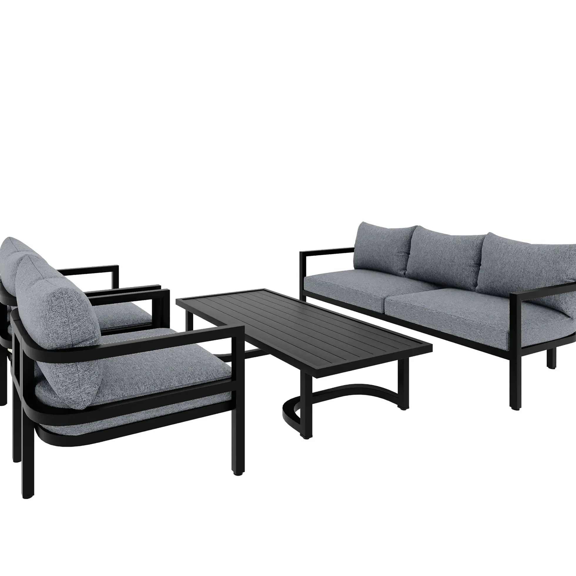 Walker Edison | Outdoor Patio Steel 4 Piece Sofa Set