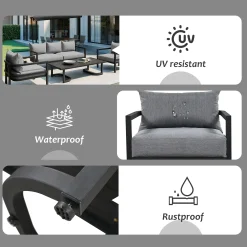 Walker Edison | Outdoor Patio Steel 4 Piece Sofa Set
