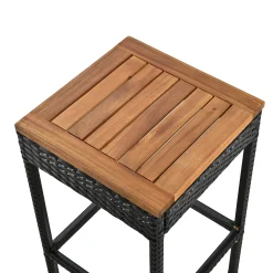 Walker Edison | Outdoor 5-Piece Acacia Wood Bar Height Table And Stool Set