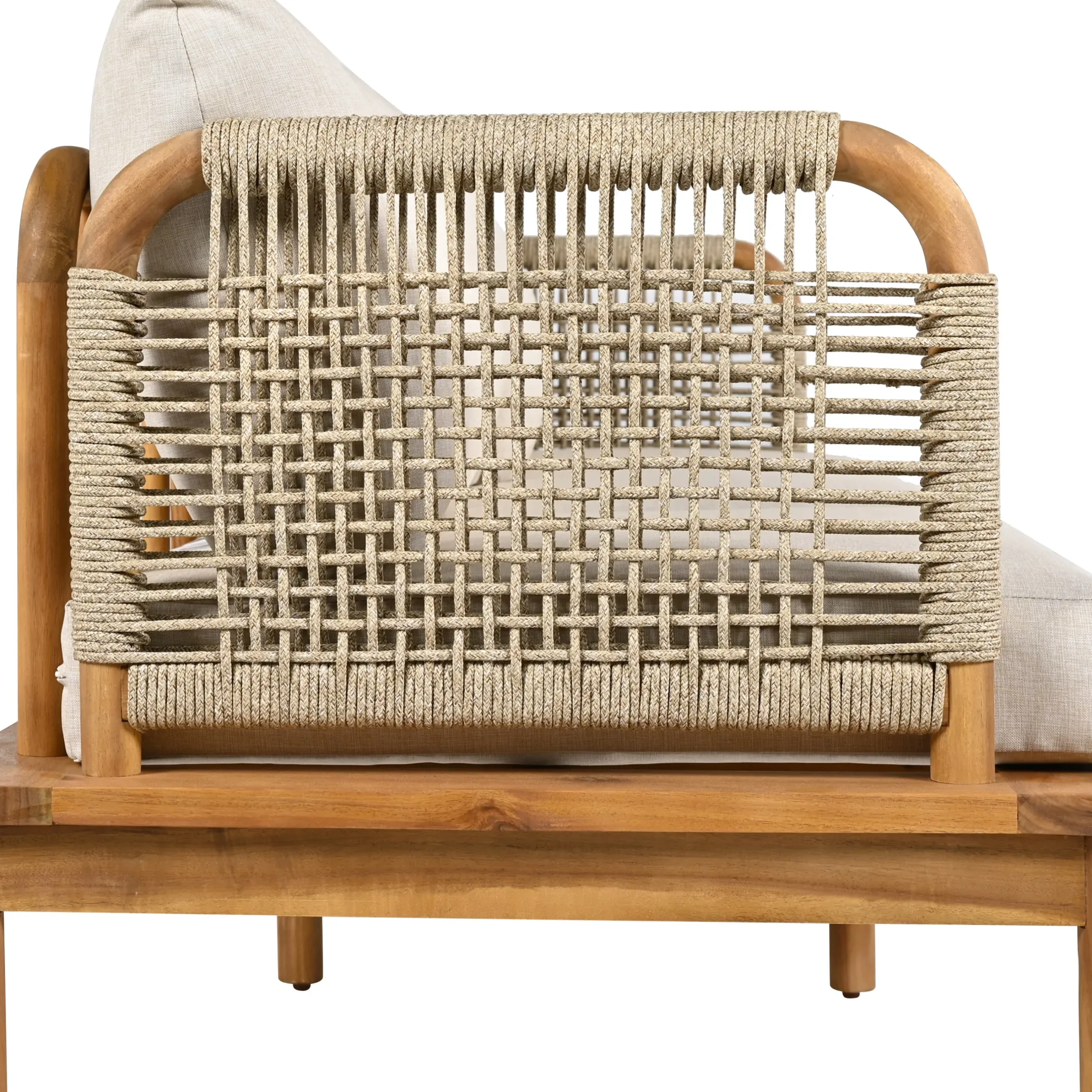 Walker Edison | Outdoor 4-piece Acacia Wood and Rope Patio Sofa Set