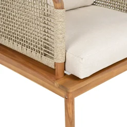 Walker Edison | Outdoor 4-piece Acacia Wood and Rope Patio Sofa Set