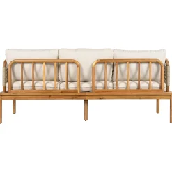 Walker Edison | Outdoor 4-piece Acacia Wood and Rope Patio Sofa Set