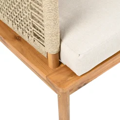 Walker Edison | Outdoor 4-piece Acacia Wood and Rope Patio Sofa Set