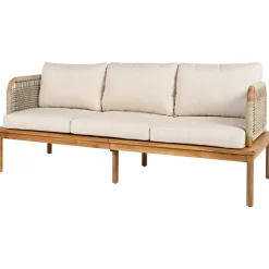 Walker Edison | Outdoor 4-piece Acacia Wood and Rope Patio Sofa Set
