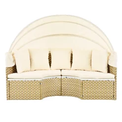 Walker Edison | Outdoor Round Modular Sunbed Sofa Set