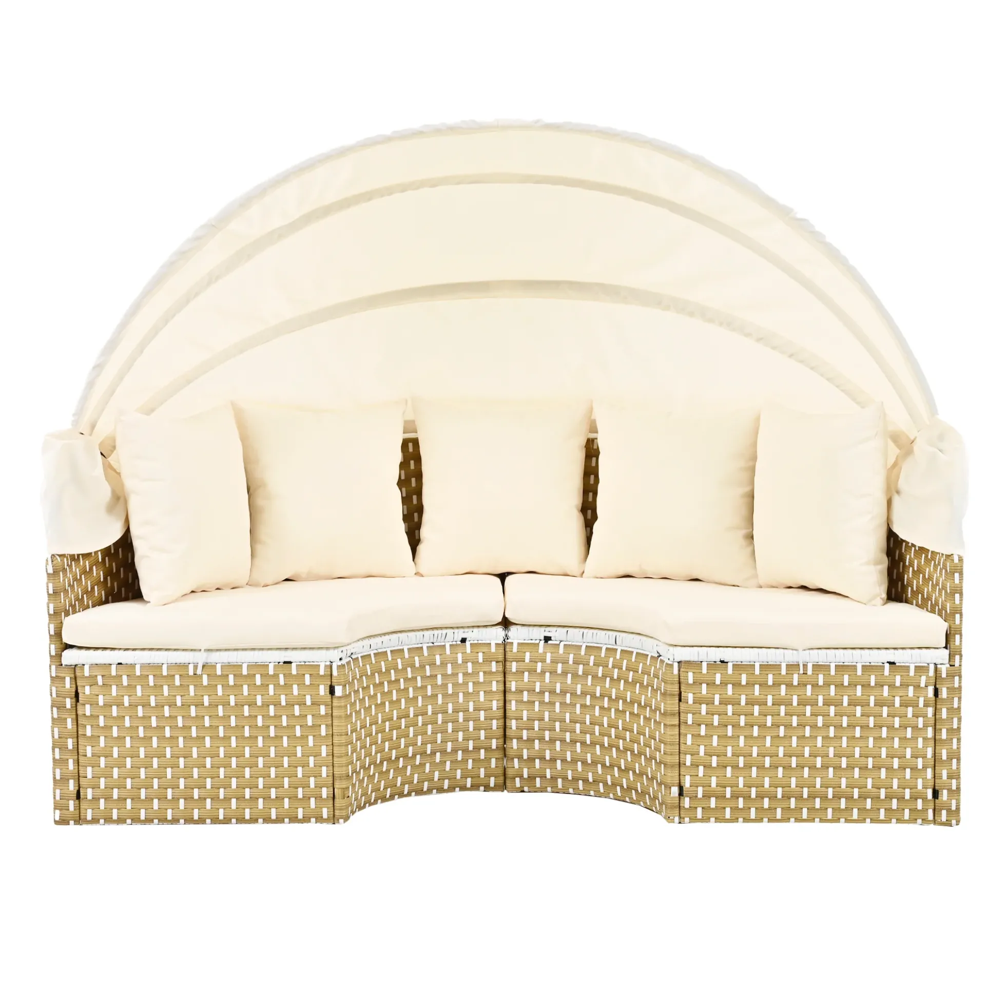 Walker Edison | Outdoor Round Modular Sunbed Sofa Set