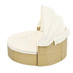 Walker Edison | Outdoor Round Modular Sunbed Sofa Set