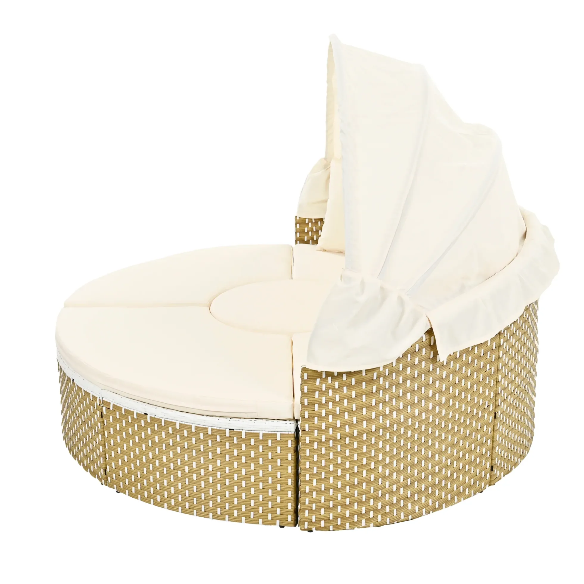 Walker Edison | Outdoor Round Modular Sunbed Sofa Set