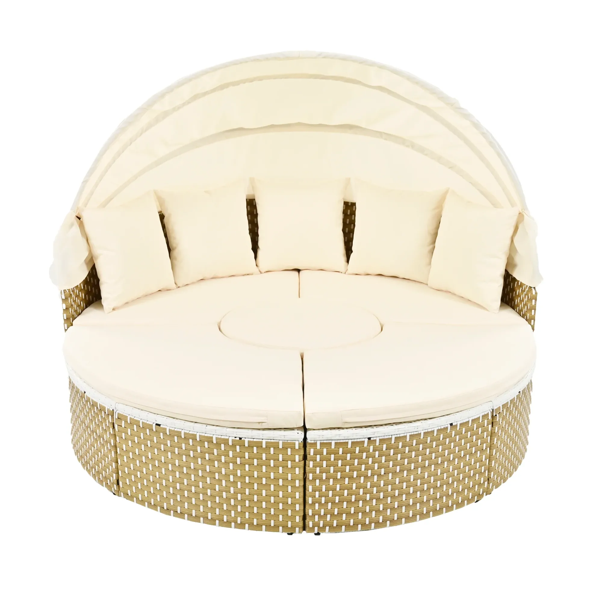 Walker Edison | Outdoor Round Modular Sunbed Sofa Set