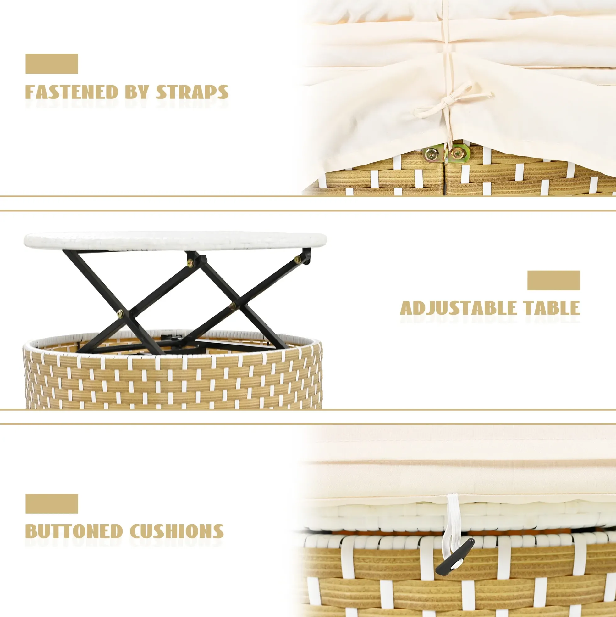 Walker Edison | Outdoor Round Modular Sunbed Sofa Set