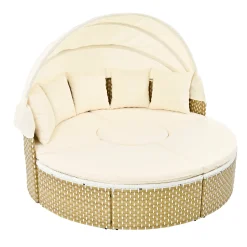 Walker Edison | Outdoor Round Modular Sunbed Sofa Set