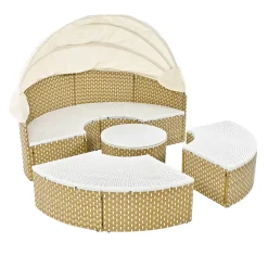 Walker Edison | Outdoor Round Modular Sunbed Sofa Set