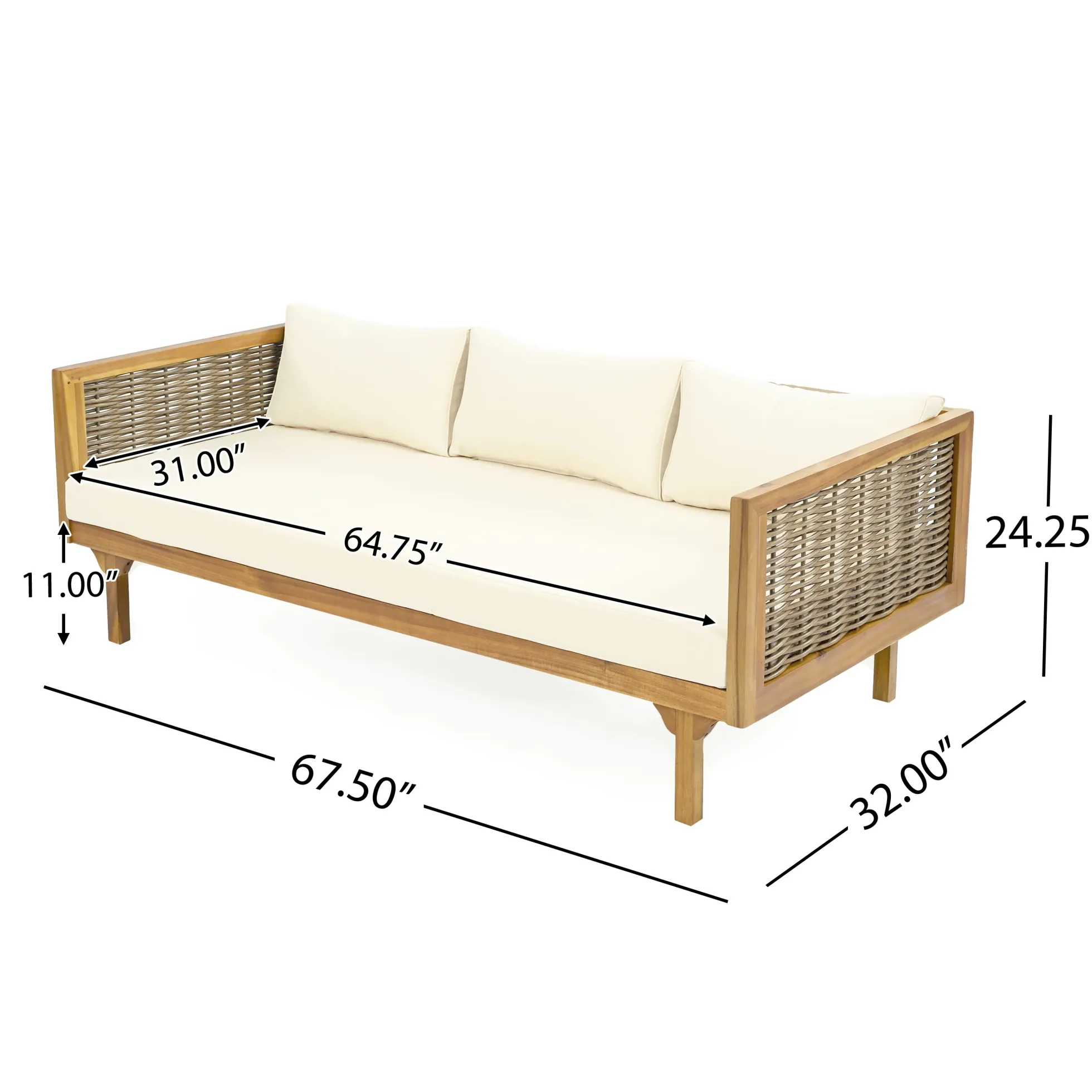Walker Edison | Outdoor Teak Wood Daybed Sofa