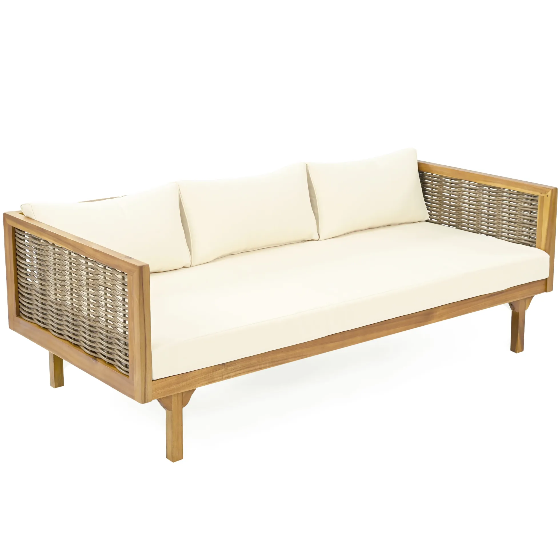 Walker Edison | Outdoor Teak Wood Daybed Sofa
