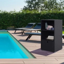 Walker Edison | Outdoor Waterproof Valet Pool Towel Storage Rack