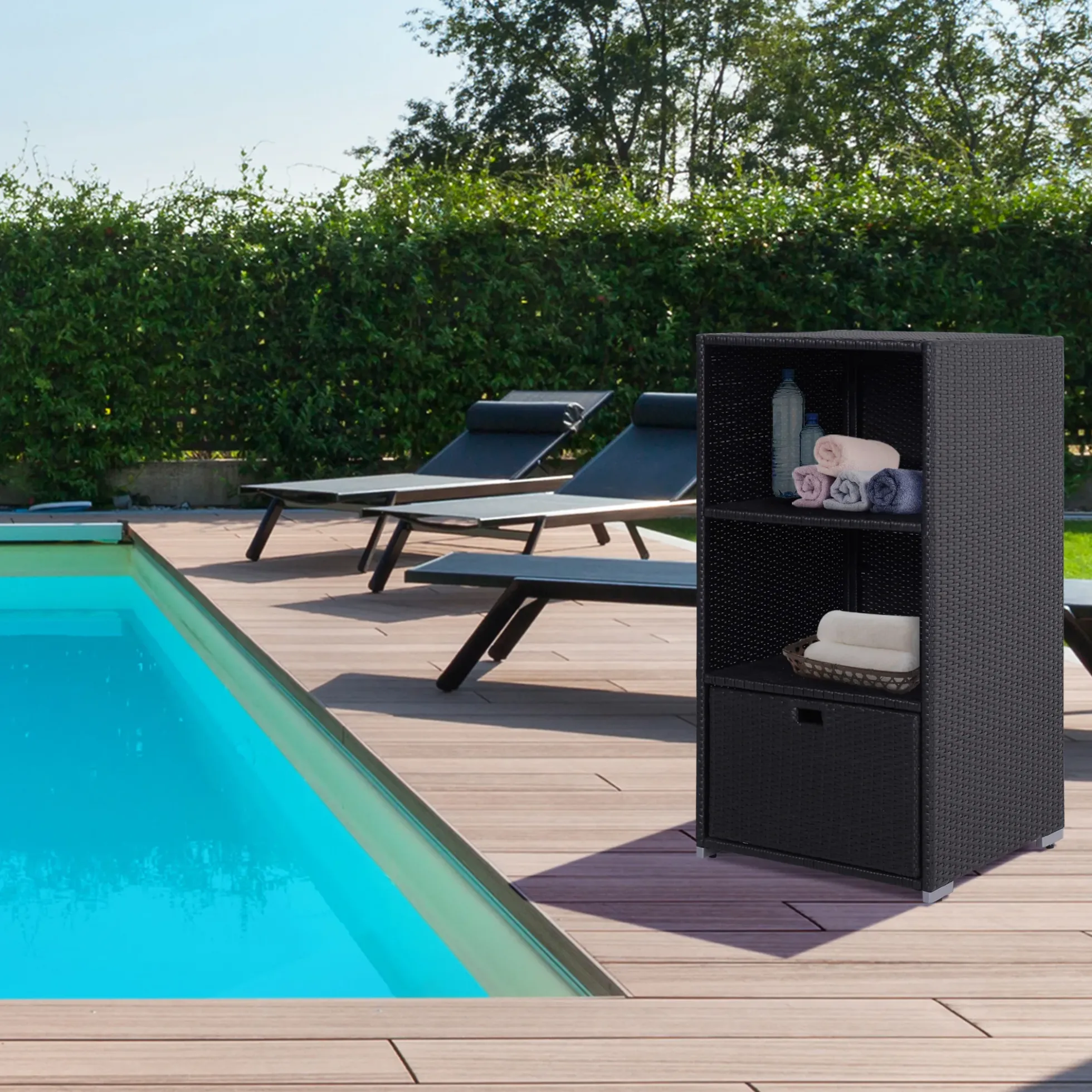 Walker Edison | Outdoor Waterproof Valet Pool Towel Storage Rack
