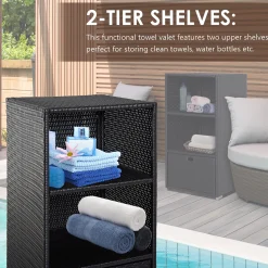 Walker Edison | Outdoor Waterproof Valet Pool Towel Storage Rack
