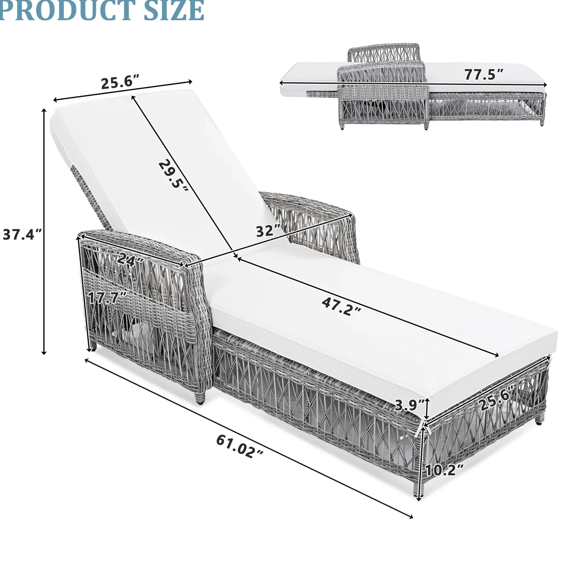 Walker Edison | Outdoor Wicker 2 Piece Lounge Reclining Chairs with Cushions