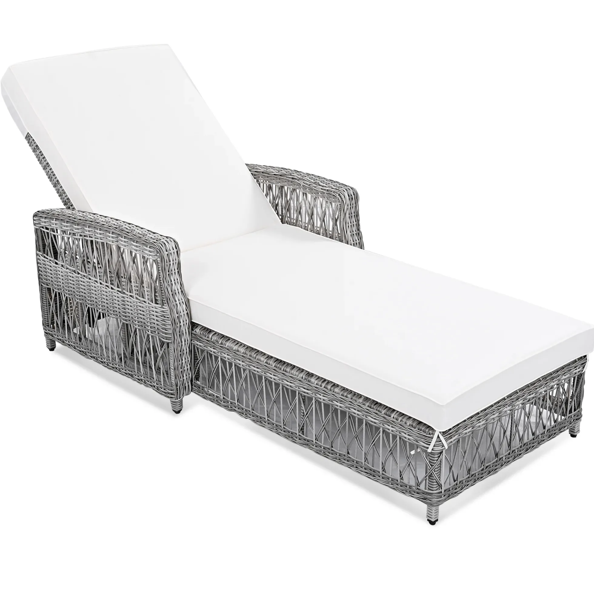 Walker Edison | Outdoor Wicker 2 Piece Lounge Reclining Chairs with Cushions