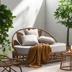 Walker Edison | Outdoor Wicker Daybed With Pillows