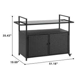 Walker Edison | Outdoor Wicker Bar Cart
