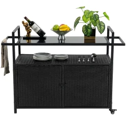 Walker Edison | Outdoor Wicker Bar Cart