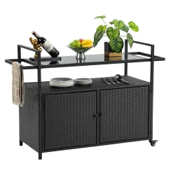 Walker Edison | Outdoor Wicker Bar Cart