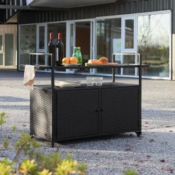 Walker Edison | Outdoor Wicker Bar Cart