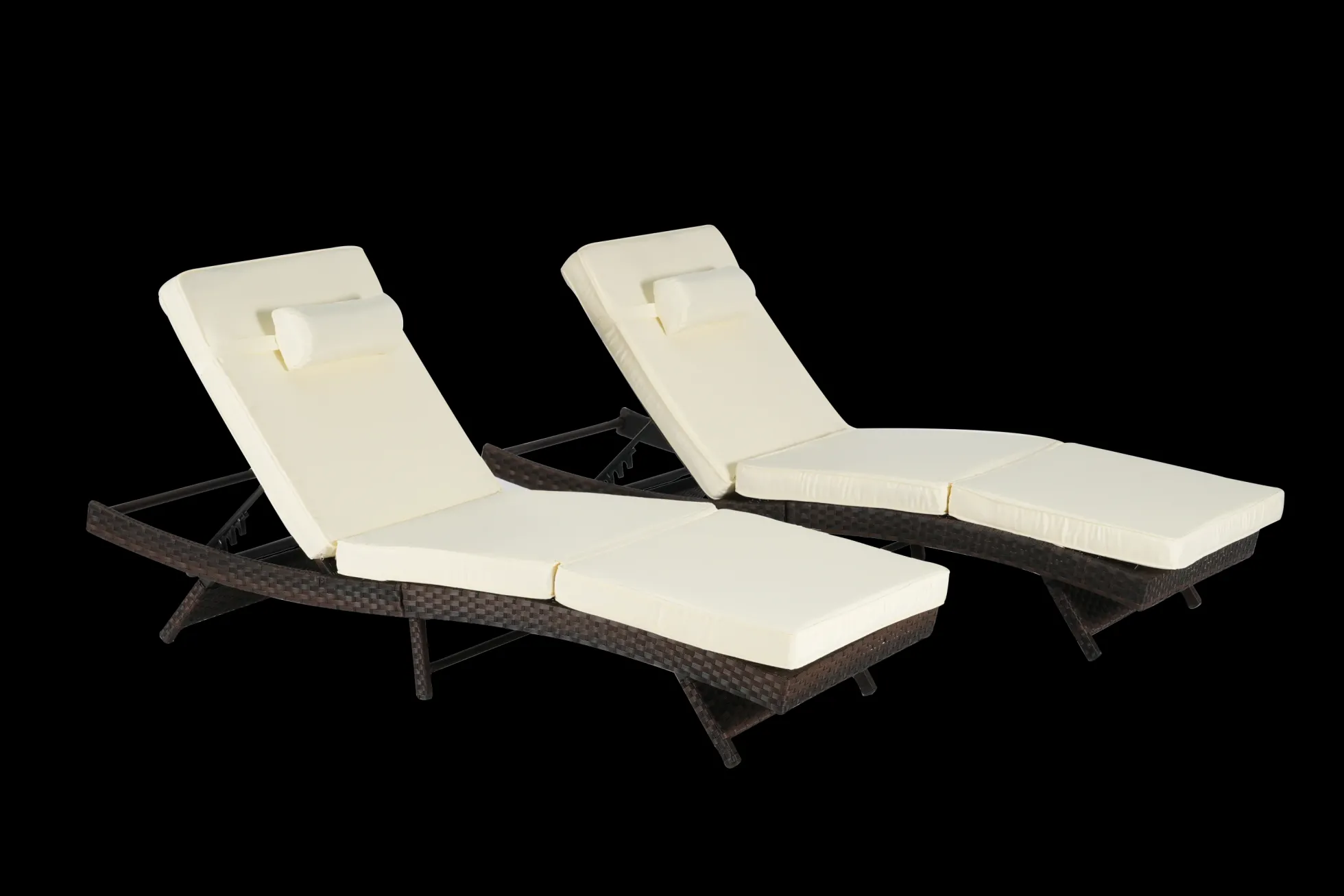 Walker Edison | Outdoor Wicker Long Reclining Chair Set of 2