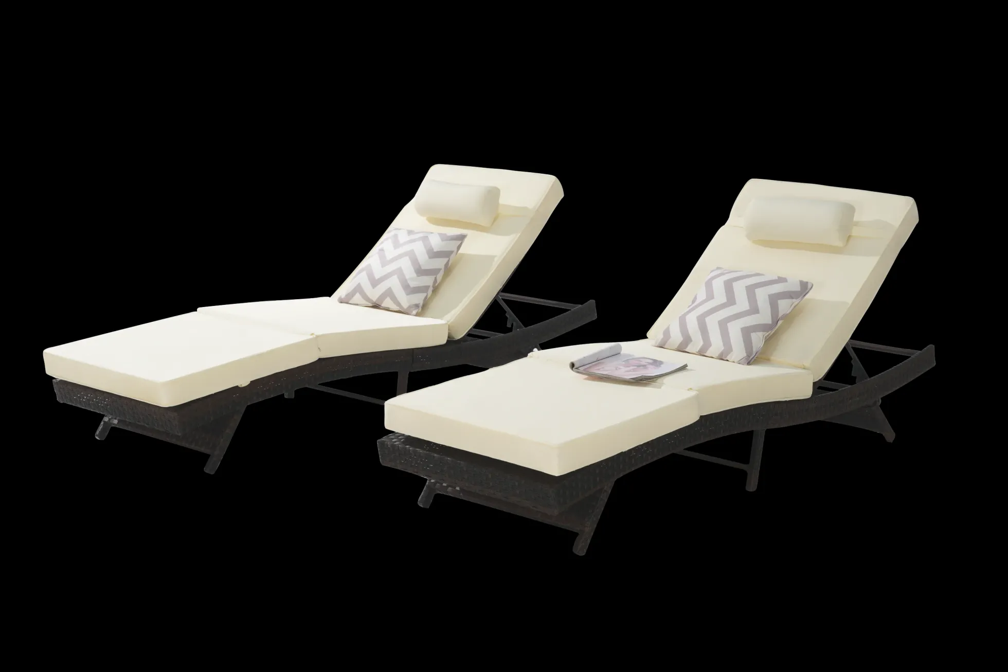 Walker Edison | Outdoor Wicker Long Reclining Chair Set of 2