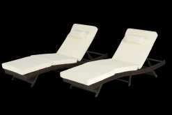 Walker Edison | Outdoor Wicker Long Reclining Chair Set of 2