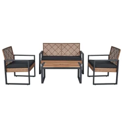 Walker Edison | Outdoor Wicker 4-Piece Patio Furniture Set