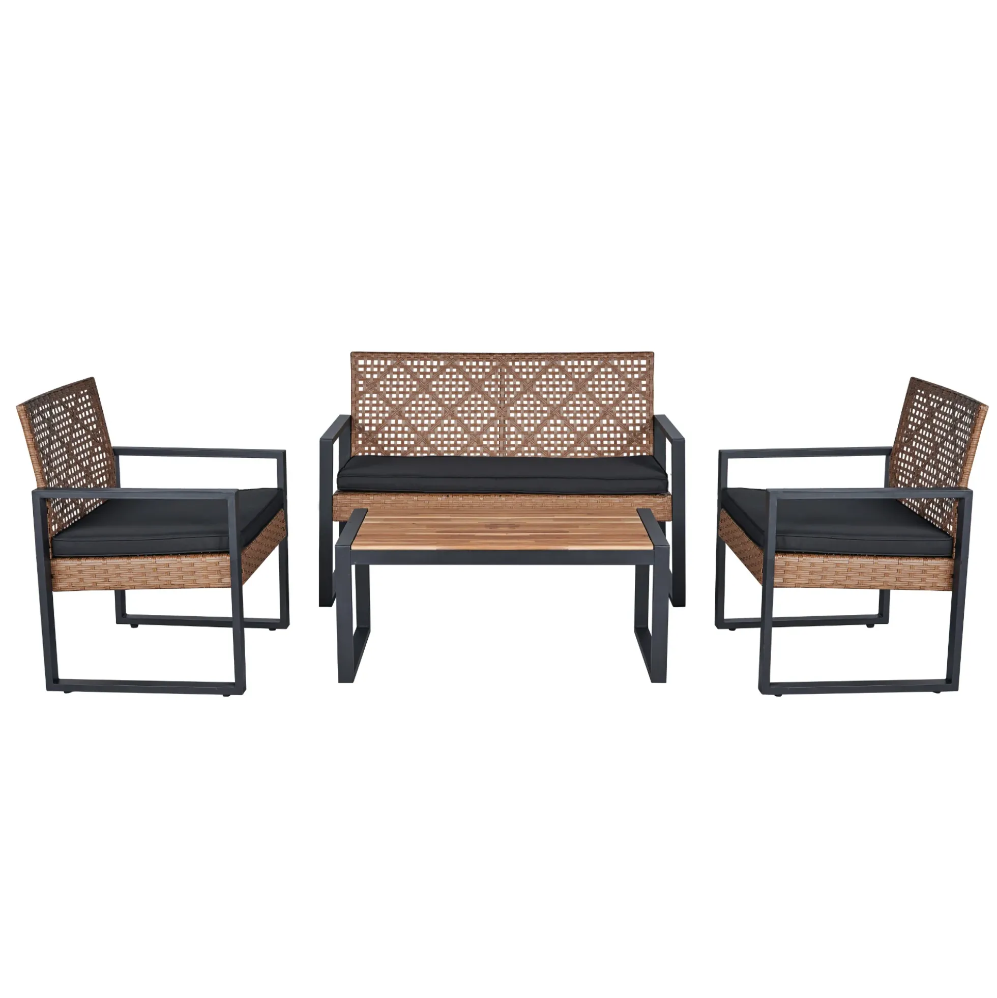 Walker Edison | Outdoor Wicker 4-Piece Patio Furniture Set