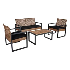 Walker Edison | Outdoor Wicker 4-Piece Patio Furniture Set