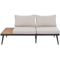 Walker Edison | 6-Piece Outdoor Sectional Sofa Set with Nesting Coffee Tables Beige