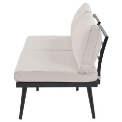 Walker Edison | 6-Piece Outdoor Sectional Sofa Set with Nesting Coffee Tables Beige